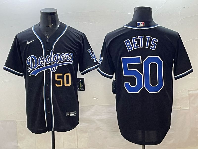 Men 2025 Nike Los Angeles Dodgers #50 Betts Black MLB Jersey style 002
